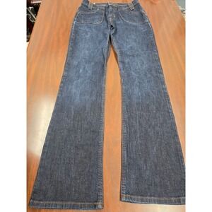 PZI Jeans Size 8 Women Curvy Fit Dark Wash Flare Bootcut Flap Pocket Stretch